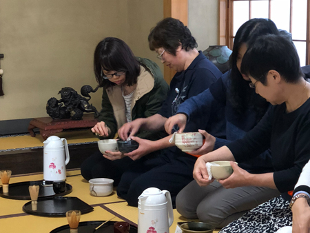 Japanese tea and the procedure for making tea experience at the Former Seto Family House